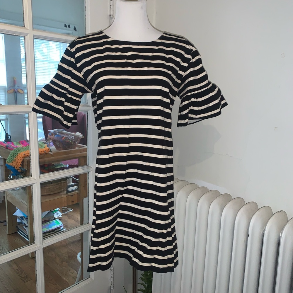 Peplum sleeve midi J.Crew striped dress